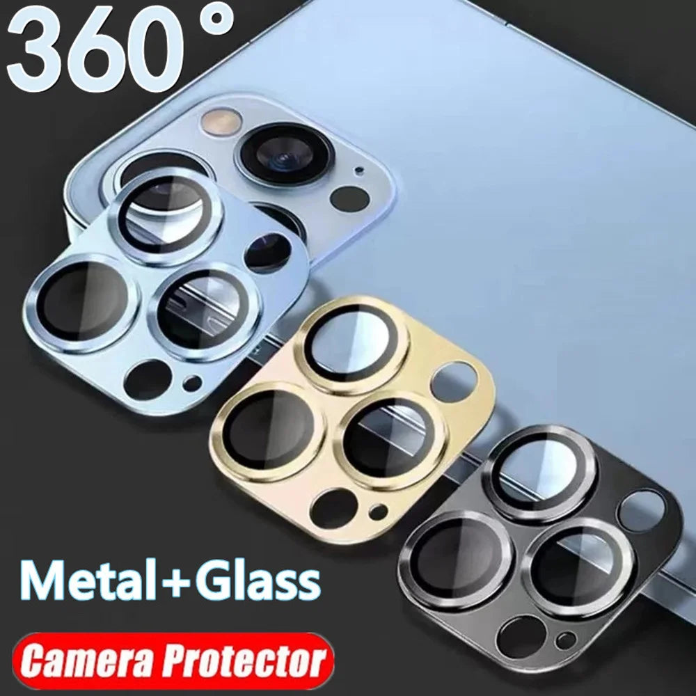 Metal Armor Camera Lens Protector For iPhone 16 Pro 17 13 11 12 14 15 Pro Max Tempered Glass For iPhone Mini Camera Protector